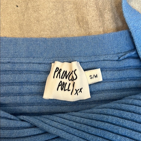 Blue Ribbed Women's Top - Picture 2 of 2